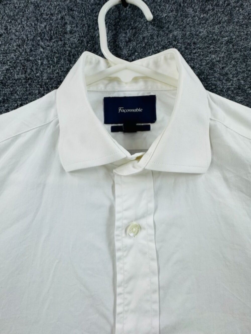 Faconnable Mens French Cuff Club 15.5 White Cotton Shirt Solid Button Up Adult